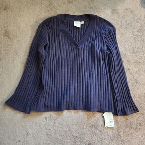 Gelato pique airy moco ribbed v neck pullover top fuzzy love collection